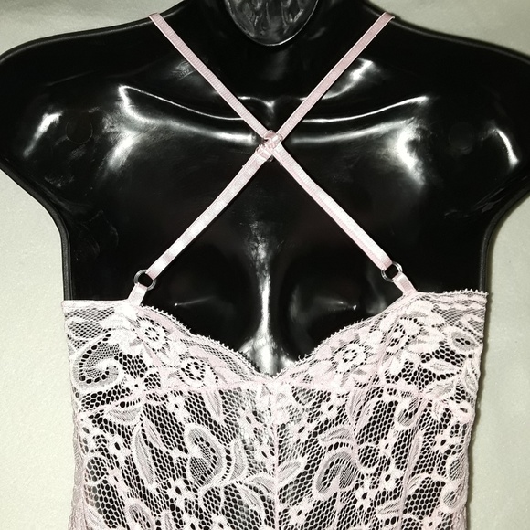 Sexy Sheer Pink Lace Stretchy Bodysuit Romper - Picture 5 of 7